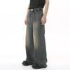 Men's Denim Pants Old Blue Washed Male Jeans Straight Casual Menwear Loose Wide Leg Trousers New Fashion