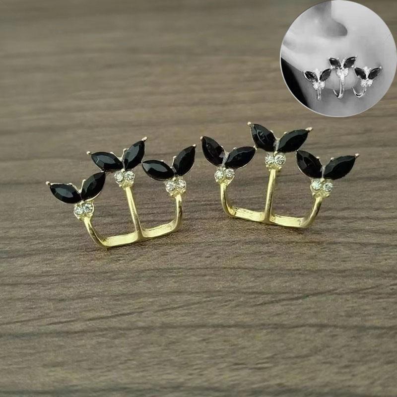 925 Silver Needle Green Flower Earrings For Women Korean Fashion Jewelry Trending Luxury Zircon Leaf Women's Stud Earrings