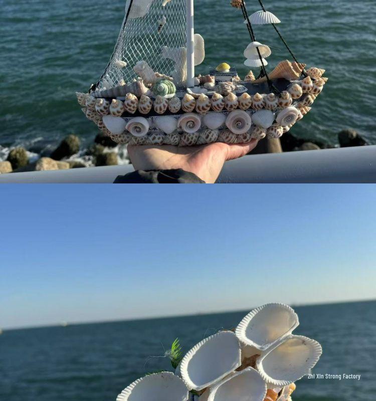 Medelhavssnäckskal Segelbåtsmodell Prydnad - Smooth Sailing Hantverkspresent Souvenir