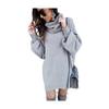 Women's High Neck Knit Pullover Dress - Autumn Winter, Long Sleeve, Loose Wool