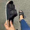 Fringed Slippers, Women's, Outerwear, Soft Belt Buckle, Canvas Shoes, Breathable Flip-flops
