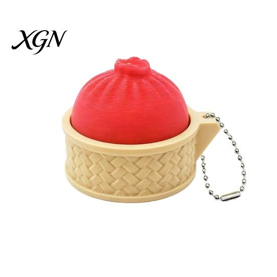Portable Anxiety Reducer 3D Printed Dumpling Fidget Toy Decompression Steamed Bun with Ball Travel-friendly Keychain Chain Home Office