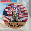 2D Flat 20*20cm1pc Freedom Battle boots&USA Flag Patterns Decoration, Patriotic Theme Independence Day Round Wooden Sign, Applicable To Bar&Party&Yard