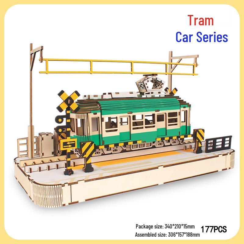 3D Wooden Steam Locomotive Puzzle Toy - DIY Handmade Model for Children