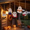 Halloween Tree Ornaments Ghost Wooden Hanging Sign with Hemp Rope, Cute Rustic Decorations Pendants for Home Party Wall Decorative Wood Signs