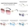 New Noframe Leopard Pattern Square Sunglasses With Pc Lenses For Outdoor Use