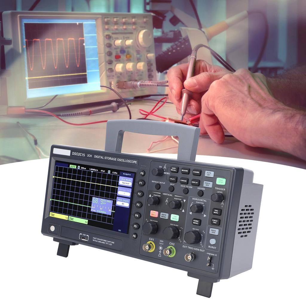 Oscyloskop Pamięci Cyfrowej DSO2C15 Pasmo 150MHZ 2 Kanały Podwójny Kanał Próbkowanie 1GSa sEU 100‑240V