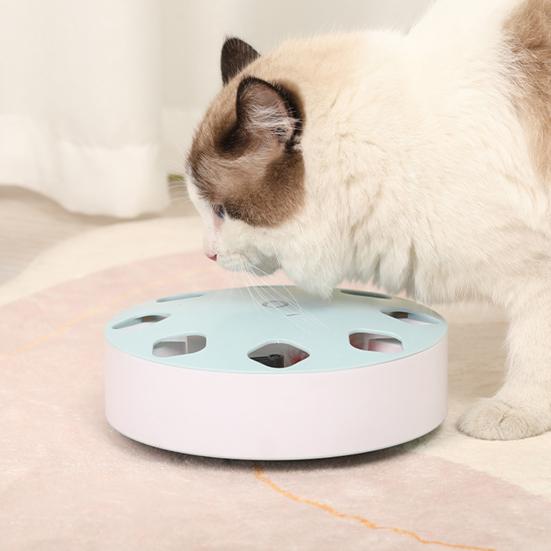 Cat Toy 8 Holes Design Replaceable Feather Intelligent Bite Resistant Automatic On/Off Relieve Boredom ABS Indoor Electric Smart Pet Cat Teaser