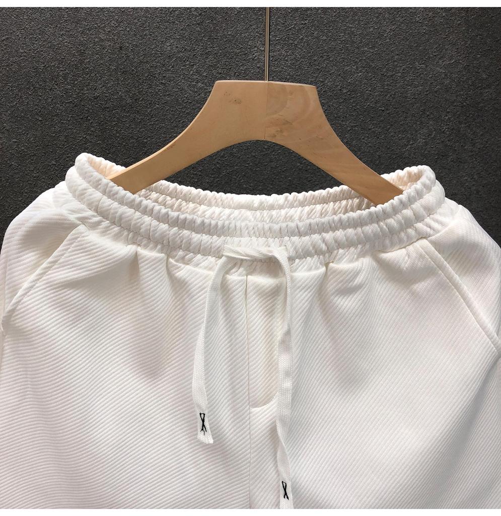 Men's Versatile White Summer Beach Shorts - Trendy Solid Color Loose Fit Sports Pants