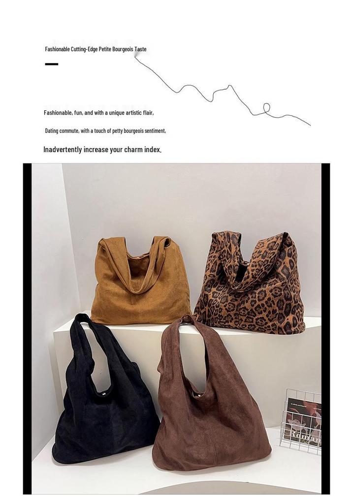 2026 Retro Frosted Suede Mother-Child Shoulder Bag – Large Capacity, Autumn Style