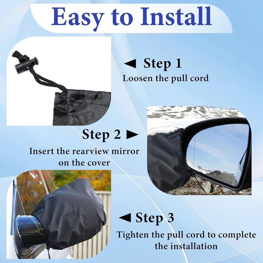 2Pcs Side Mirror Covers, Waterproof Car Side Mirror Protection for Snow, Ice, Bird Droppings - Universal Fit for Cars, SUVs, Winter Rearview Guard,