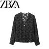 Zab Autumn New Women's Clothing Fashion Style French Design Fashionable Golden Button Texture Shirt 4387242