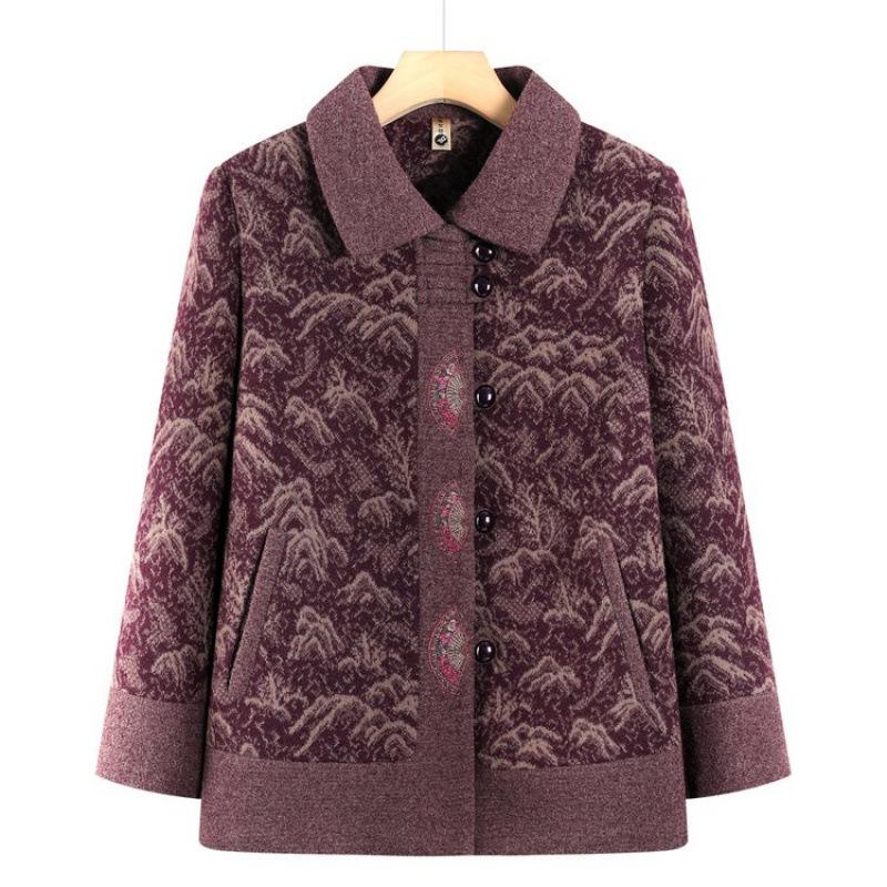 New Autumn and Winter Coat, Plush Warm Old Lady Clothes, Thickened Woolen Top