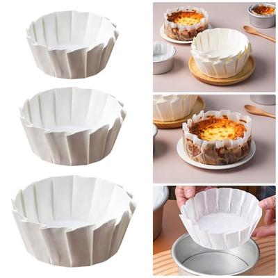 4/6/8inch Foldless Cupcake Liner Baking Cup Basques Cake Paper Paper Cup Disposable Oilproof Cake Wrap for Kitchen Baking