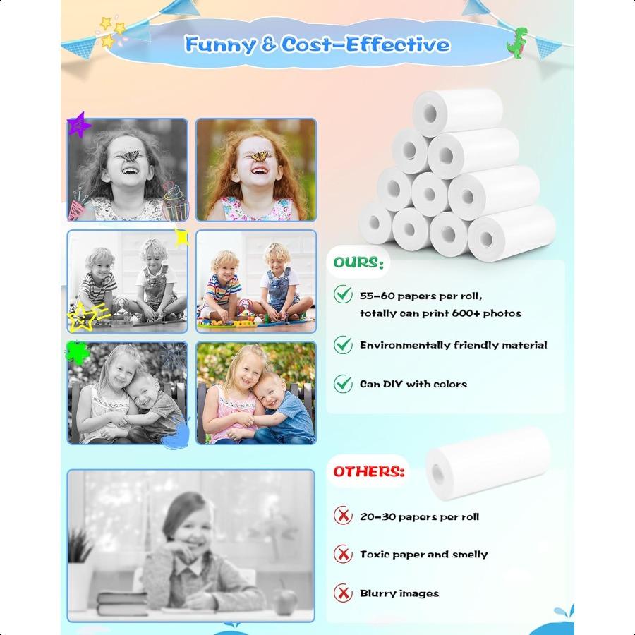 Papel Térmico 10 Rolos Refil Papel para Impressão Instantânea Câmera HD Papel para Impressão de Fotos Rolos para a Maioria das Câmeras Instantâneas BPA Fr