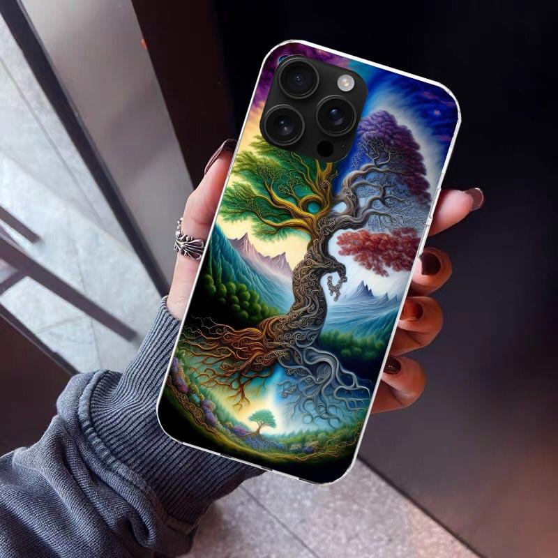 Tree of Life Space Phone Case For iPhone 17 Air 11 13 Mini 14 15 Plus 16 12 Pro Max 16E SE 7 8 Pattern Soft TPU Back Cover  17 A