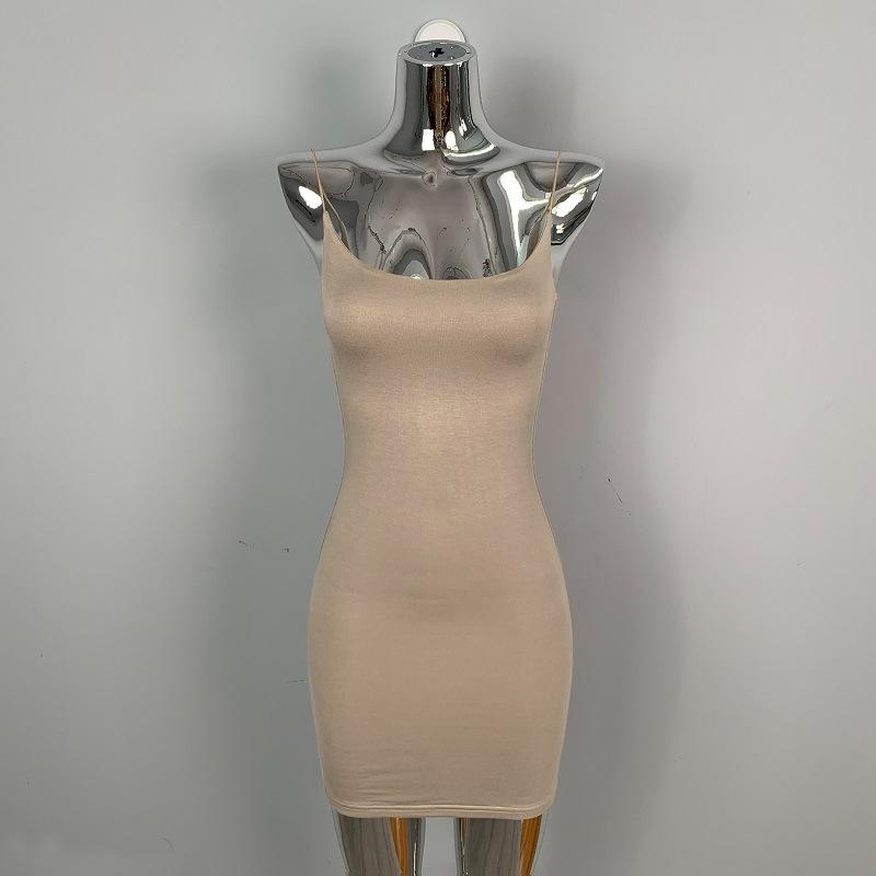 Summer Women's U-neck Dress Casual Suspender Hip Hugging Skirt Fashionable and Sexy Tight Skirt