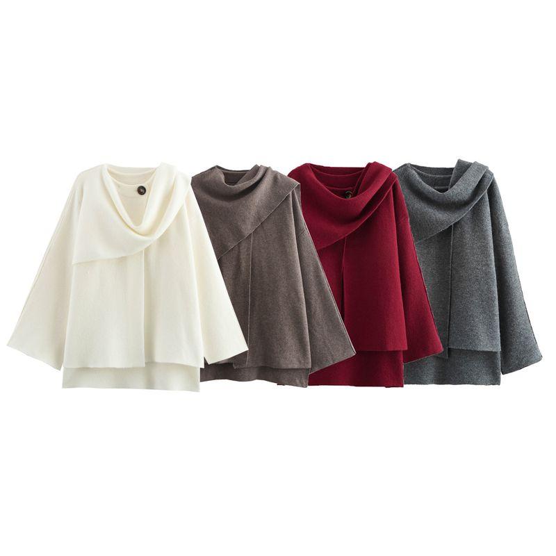 Za Autumn and Winter New Arrivals Women's Clothing Zr European and American Style Short Knitted Jacket with Asymmetrical Scarf 2756100 802