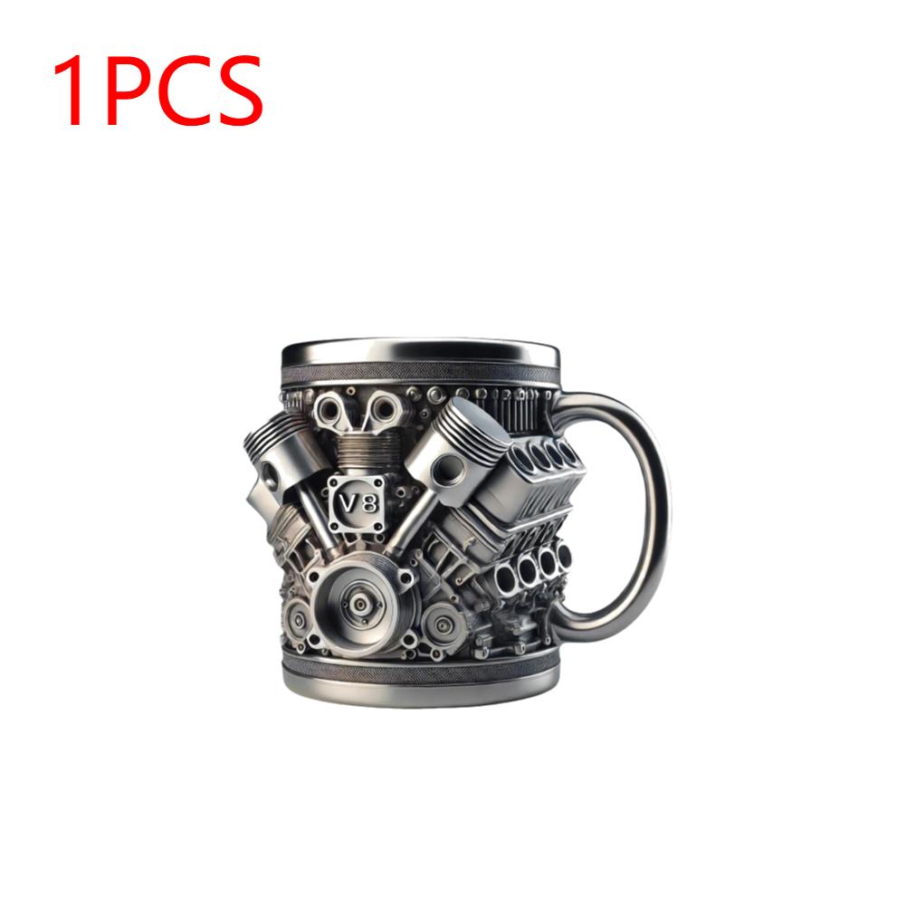 

1/2Pcs 3D Car Engine Design Coffee Cup Stainless Steel Resin Mug Beer Mugs Funny Drinking Accessories For Home And Office Bar 450ml