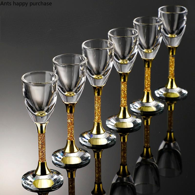 Crystal Glass Wine Glass Set Flagon Hip Flasks Wine Dispenser Drinkware Wine Set with Wooden Stand Spirits Winecup Wine Glasses