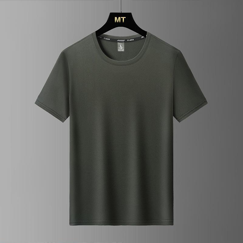 

Мужская модная футболка с коротким рукавом, круглым вырезом, из ледяного шелка, спортивный повседневный топ, мужской легкий дышащий, для фитнеса, большого размера, с коротким рукавом L армия зеленый