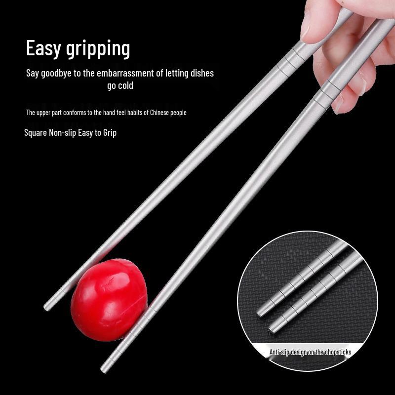 High-End Pure Titanium Chopsticks: Anti-Mildew, Non-Slip, Odorless, Heat-Resistant, Portable Chinese Tableware, Perfect for Home or Gift Use.