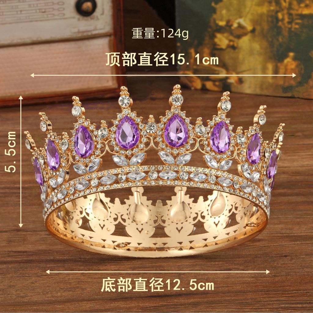 New Bridal Crown Headpiece - Exquisite High-end Wedding Birthday Party and Cake Decoration - Bridal Hair Accessory - Round Crown Tiara