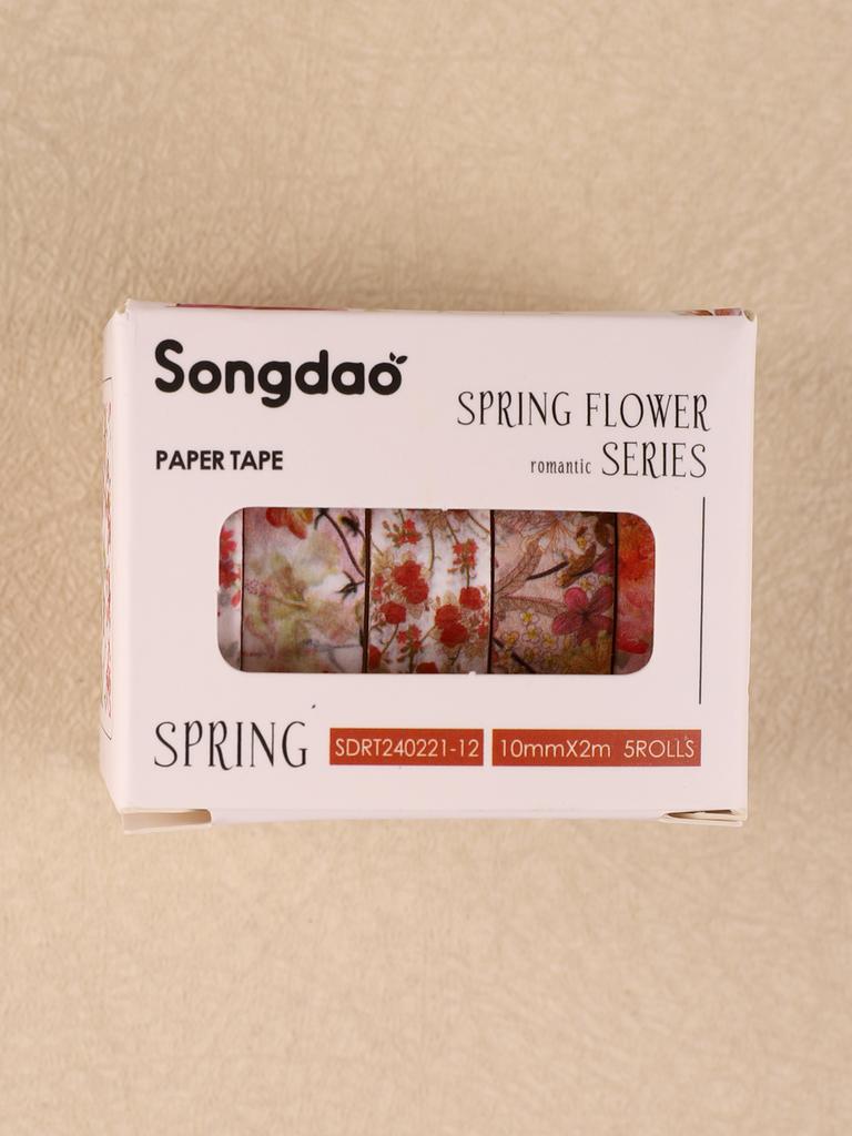5rolls/Box Colored Floral Washi Tape Scrapbooking Supplies Washitape Spring Washi Tape Scrapbooking Diy Deco Creative Washi Tape