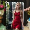 HD Tin Sign Elegant Blonde Girl Red Dress Vintage Metal Wall Art Decor for Home Bar Cafe Man Cave
