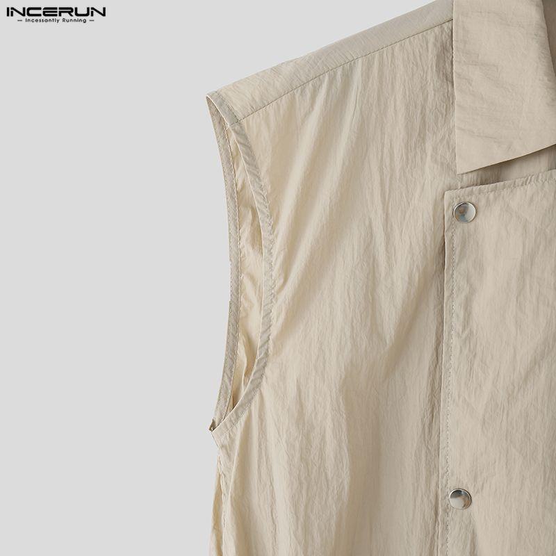 INCERUN Two Pieces Casual Sets Men Sleeveless Waistcoat and Long Cargo Pants Trousers Outfits