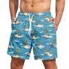 Men's Fashion Hawaiian Print Elastic-Waisted Casual Yoga Pants Beach Shorts