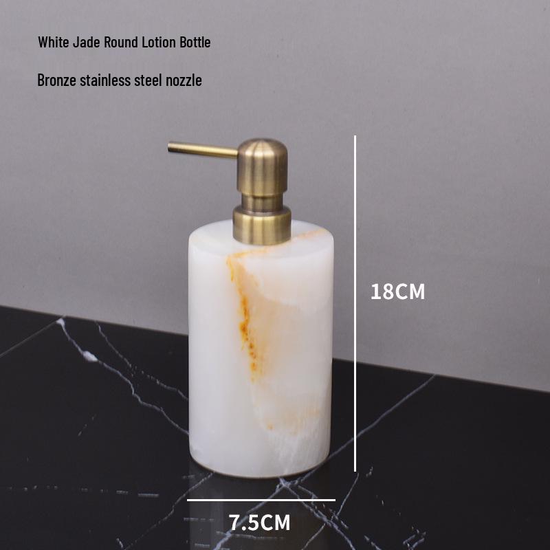 Lux White Jade Bathroom Set: Basin, Tray, Tissue Box, Lotion Dispenser - 4 or 5 Piece Set