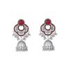 Bohemian Style Indian Ethnic Earrings Set with Rhinestones, Beads, and Bells