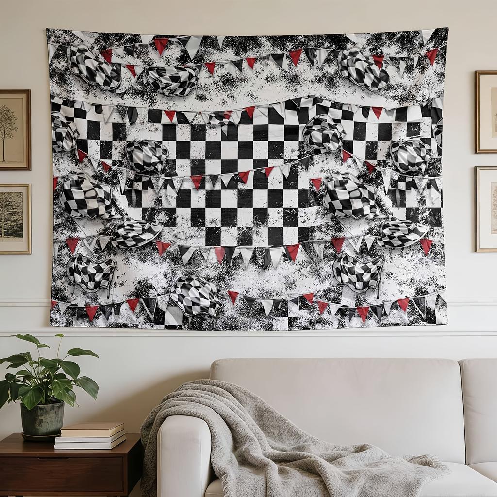A Stylish Tapestry, Racing Checkered Flags.,perfect for Sprucing up Wall Decor in Homes, Dorms and Bedrooms.
