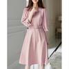 Demana Hepburn Style Round Neck Lantern Sleeve Mid-Length Dress