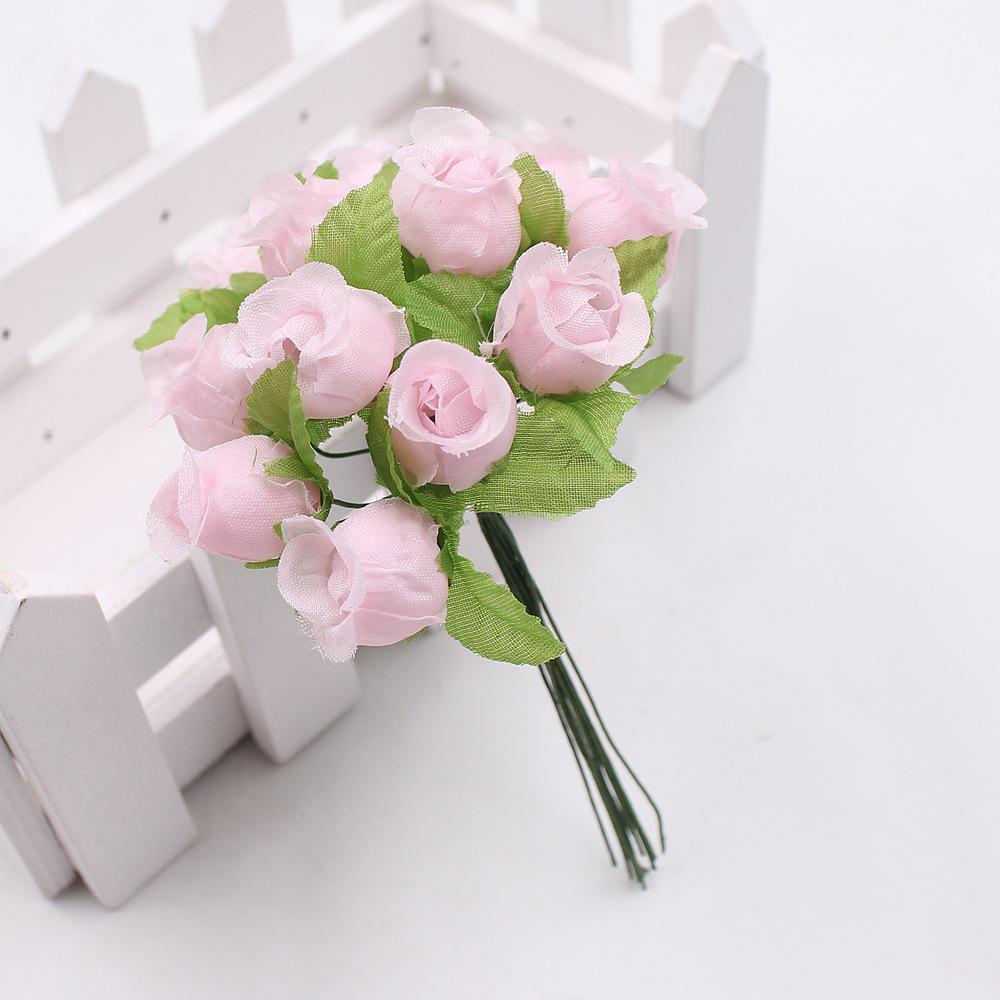 12pcs/lot Artificial Flower 2cm Silk High Quality Rose Bouquet Wedding Decoration DIY Scrapbook Wreath Gift Box Craft Flowers