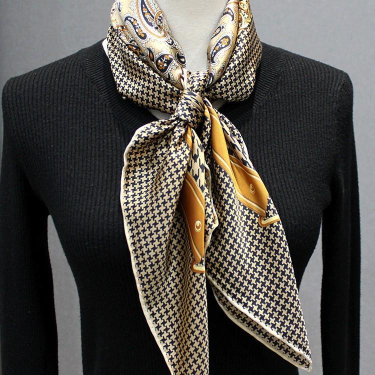 Retro Cashew Flower Silk Scarf Women'S Mulberry Silk 110 Square Scarf Shawl Printed Plain Crepe Satin Scarf