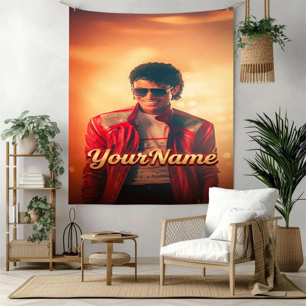 Michael Jackson Personalizzato Il Tuo Nome Decorazione Murale Arazzo Artistico Per Ricordo Animale Compleanno Festa Nuziale Sfondo Regalo di Famiglia