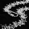 Rock Punk Acrylic Spikes Chain Necklace Clear Lock Pendant Jewelry Clear Thorns Necklace Suitable for Men and Women