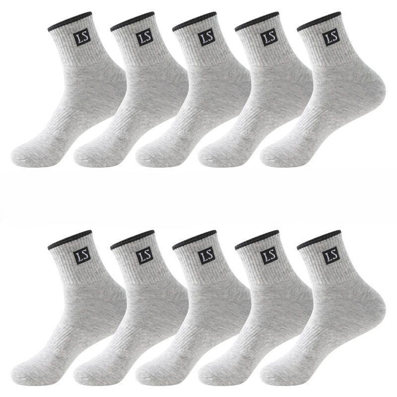 Herren Mid-Tube Socken - 10 Paar, Bequemes Material mit Buchstabenlogo für Sport und Freizeit, Erhältlich in mehreren Farben