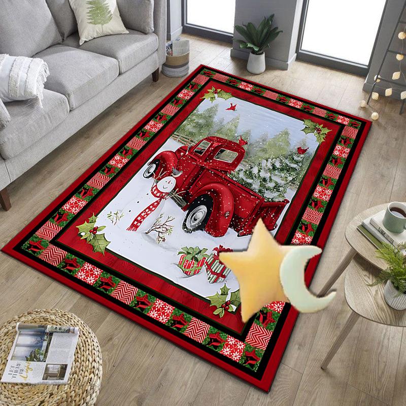 Christmas Vintage Truck Office Rug Chair Mat, Game Carpet, Suitable for Front Door, Bedroom, Living Room, Desk, Holiday Gift