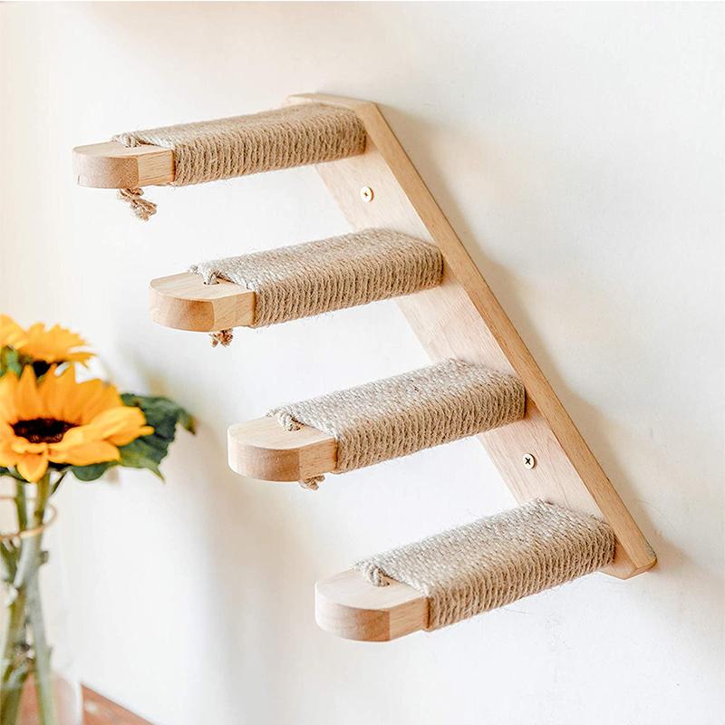 1Pc Wooden Cat Climbing Frame Wall Mounted Cat Furniture Cat Jumping Platform Cat Climbing Ladder Hammock Climbing Structure