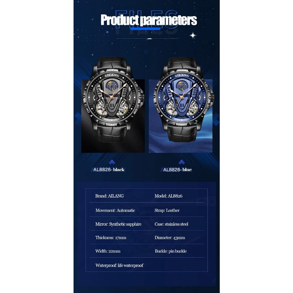 Fase Lunare Impermeabile 3Bar Automatico Logo Personalizzato 2026 Ultimo Best Seller Doppio Tourbillon Orologio Meccanico Moda Sportivo