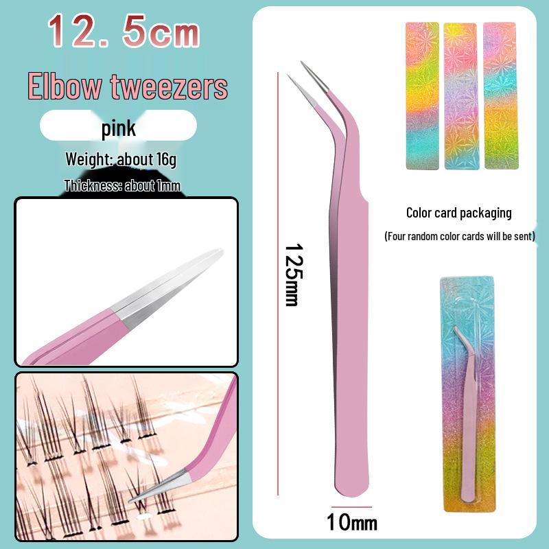 Colorful Stainless Steel Curved Tweezers for False Eyelashes and Planner Clips