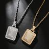 Explosive Copper Inlaid Zircon Full Diamond Military Brand Necklace, European and American Hip-hop Square Hanging Tag, Men's Trendy Accessory