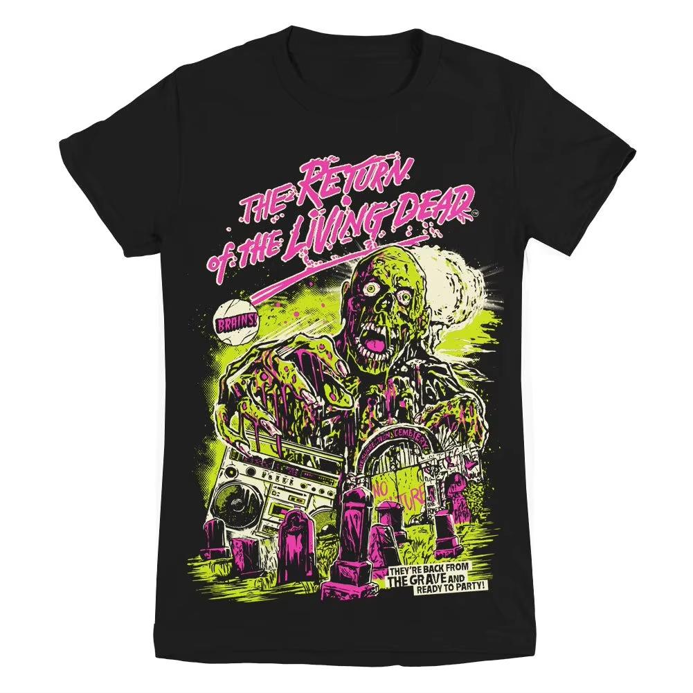 2026 T-shirt - Summer 80s psychedelic pattern short-sleeved loose street style relaxed fit horror-themed fan shirt