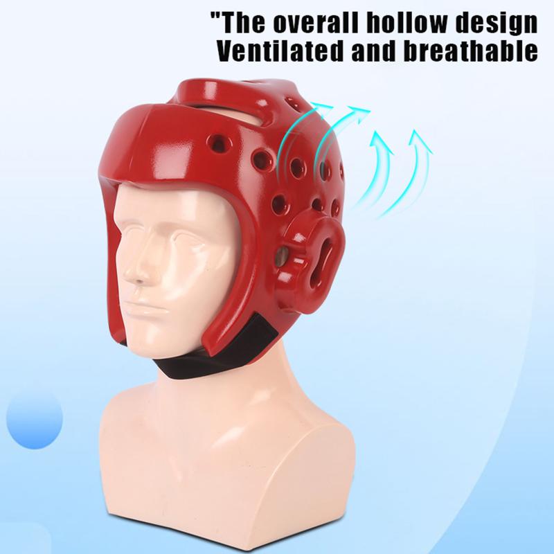 Head Protection Taekwondo Helmet Gear Portable S/M/L Kickboxing Helmet Pu Material One-Time Molding Muay Thai Helmet Fitness