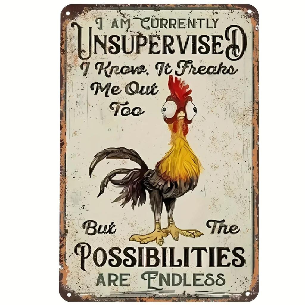 Vintage aluminiumskyltar för kycklingfarm för mysig kaféinredning