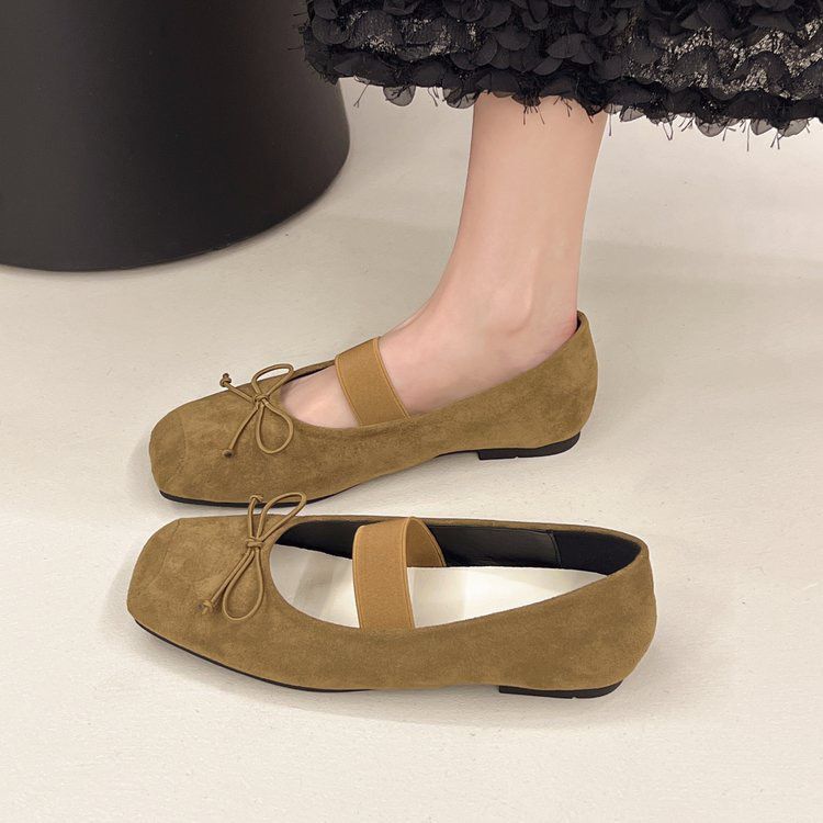 

Женские туфли-балетки с квадратным носком и неглубоким вырезом, новые весенне-осенние, ретро, с нежным бантом, туфли Мэри Джейн 40 темно-коричневого