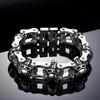 Heavy 316L Stainless Steel Gold Black Color Skull Motorcycle Chain Bracelet Men's Jewelry